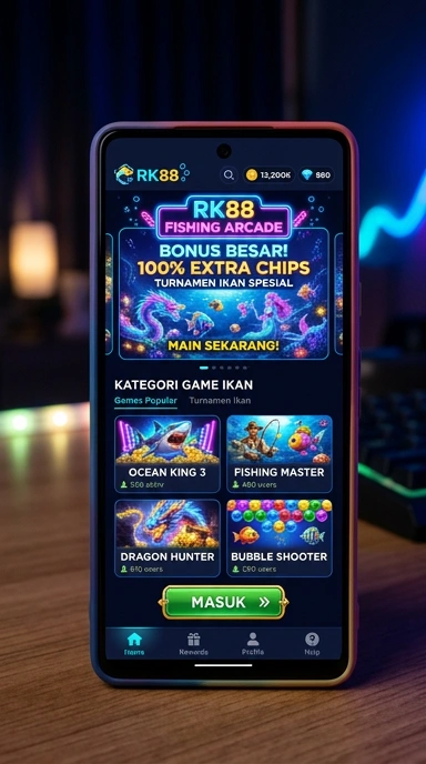 Tampilan aplikasi rk88 dengan berbagai pilihan aplikasi.